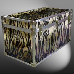 05-201 TIE FAUX TIGER 36 Deep Storage Trunk with Alloy Trim